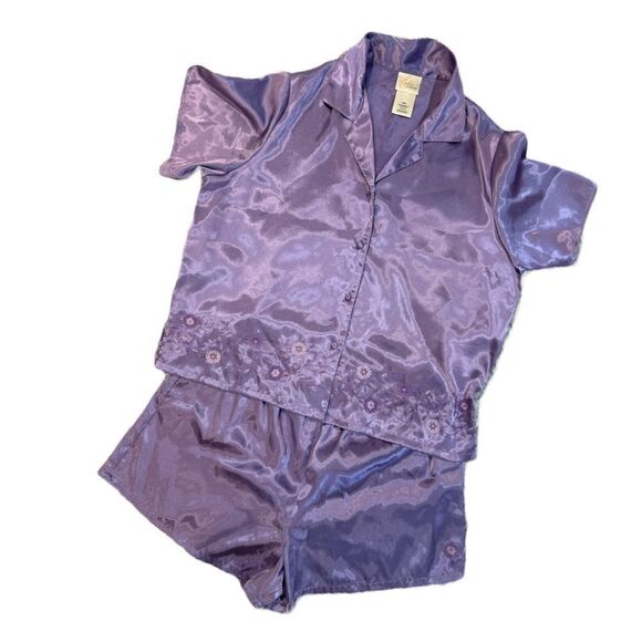 Sophia by Delicates VINTAGE Purple Floral Embroidered Lingerie Set - Size M - Picture 1 of 3